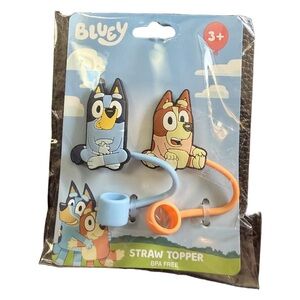 Bluey Straw Toppers 2 Pack Bluey & Bingo BPA Free Kids Cup Accessories NIP